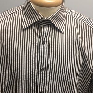 Etro men’s cotton shirt brown white stripe size 43